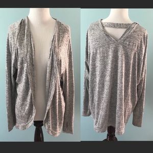 MTA Gray Keyhole Back Cardigan Small